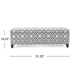 Quotient - Upholstered Storage Ottoman With Tapered Block Feet - Gray / White