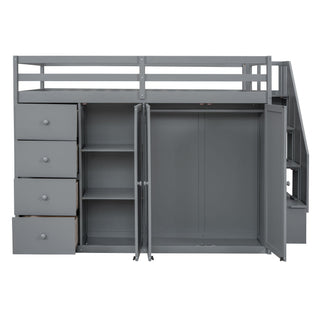 Loft Bed With Built In Wardrobes, Cabinets And Drawers