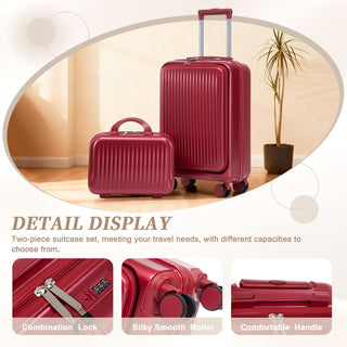 Luggage Set With Cosmetic Case, Combination Lock, Front Opening Design