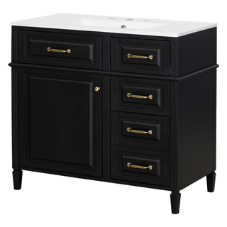 Modern Bathroom Vanity With Sink Top, Flip Drawer Design