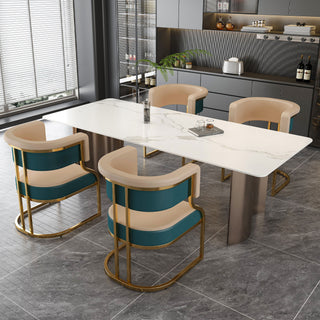 Dining Chairs Ergonomic Curved Backres (Set of 2) - Blue / Neutral
