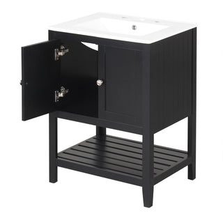 Modern Bathroom Vanity With Sink And Open Shelf