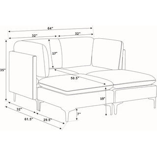 Upholstered Modular Sectional & Tall Legs
