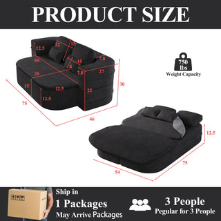 2 In 1 Foldable Sofa Bed With Multi Functional Blanket, Floor Lounge Sofa