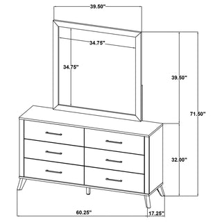 Georgina - 6 Drawer Dresser With Mirror - Natural Wood