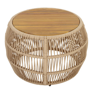 Round Side Table With Rope Frame