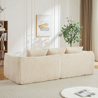 Minimalist 3 Seater Sofa With Curved Lines And Gently Sloped Backrest