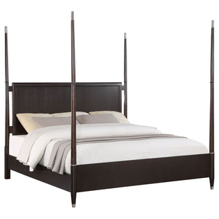 Niguel - Queen Size 4 Poster Bed With Finials, Floating Headboard - Brown