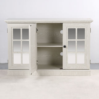 Storage Cabinet With 3 Mirrored Acrylic Doors, Adjustable Shelves