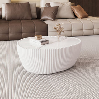 Goose Egg Shape Coffee Table For Living Room - White Pu