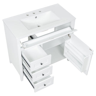 Bathroom Vanity With Sink, 3 Drawers & Cabinet With Adjustable Shelves