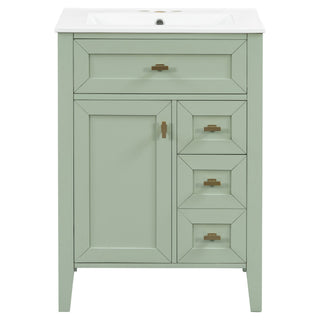 Bathroom Vanity With Sink, 3 Drawers & Cabinet With 2 Tier Door Storage Rack, Soft Close Doors & Drawers