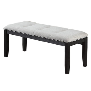 Upholstered Dining Bench With Tufted Seat And Nailhead Trim - Antique Black