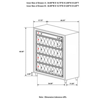 Williams - 5 Drawer Bedroom Chest - Camel