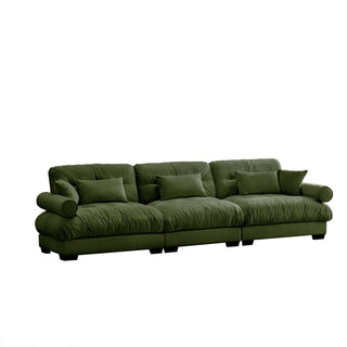 Modern Sofa With Bolstered Armrests And Pillows