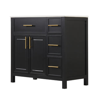 Modern Bathroom Vanity With Sink Top, 2 Doors And 3 Drawers