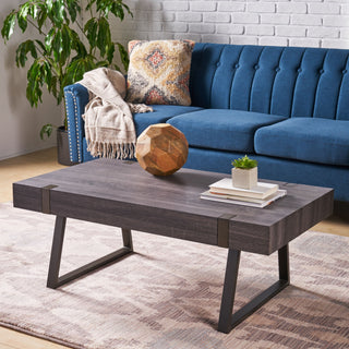 Abitha - Coffee Table With Industrial Powder Coated Metal Legs