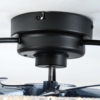 21" Caged Ceiling Fan With Dimmable LED Light And Remote Control, Low Profile Flush Mount Fan - Matte Black