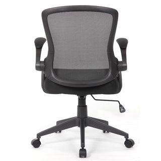 Office Chair & Mid Back Design, Adjustable Height And Foldable Armrests - Black