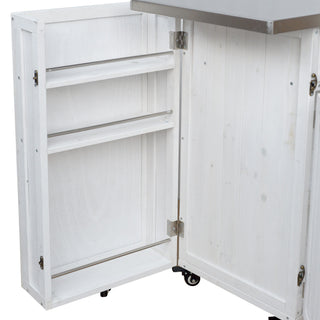 Outdoor Kitchen Island Prep Station With Lockable Wheels, Ample Storage, Towel & Spice Racks