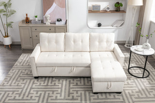 Reversible Sectional Storage Sleeper Sofa Bed, L-Shape 2 Seat Sectional Chaise With Storage, Skin-Feeling Fabric