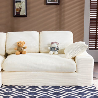 Compressed Sofa With 3 Back Cushions, 2 Throw Pillows