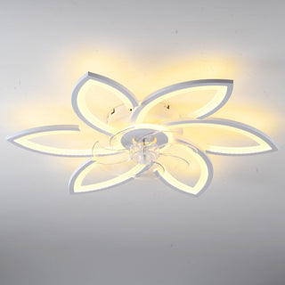 30" Flower 6 Speed Ceiling Fan With Remote Controlled LED Lights, Low Profile Flush Mount Fan