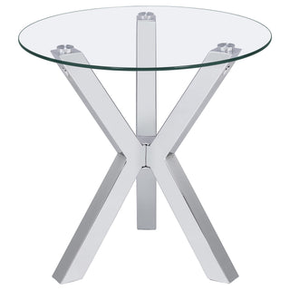 Alexa - Round Tempered Glass Top End Table - Chrome