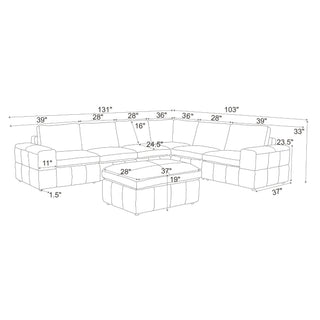 Large Square Arms Modular Sectional