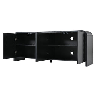 Curved Edge TV Stand With Large Cabinets