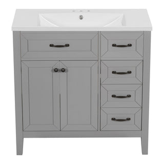 Modern Bathroom Vanity With Sink, Freestanding With Drawers And Doors