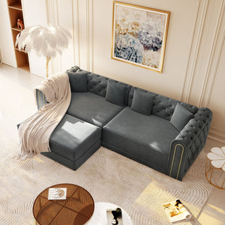 3-In-1 Convertible Sleeper Sofa With Movable Ottoman For Living Room