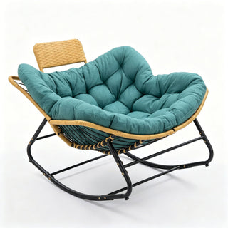 Oversized Papasan Rocking Chair Outdoor With Thick Cushion