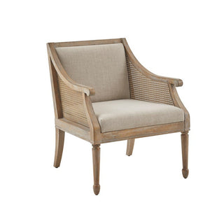 Transitional Cane Accent Armchair And Back Cushion - Natural