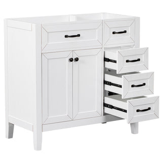 Modern Bathroom Vanity Base Only, 2 Doors And 3 Drawers