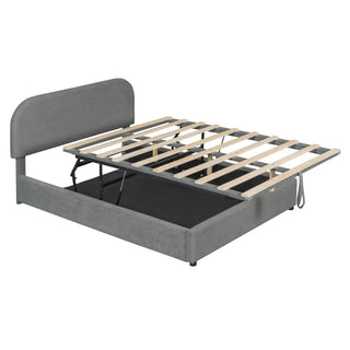 Upholstered Platform Bed With Hydraulic Storage System