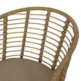 Randy - Modern Wicker Chair With Water Resistant Cushions - Brown / Beige