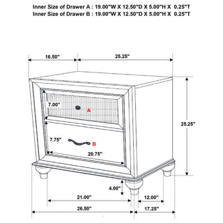 Barzini - 2 Drawer Nightstand Storage - White