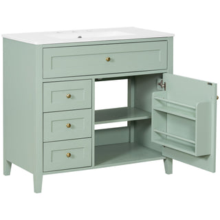 Bathroom Vanity With Sink, 3 Drawers & Cabinet With Adjustable Shelves