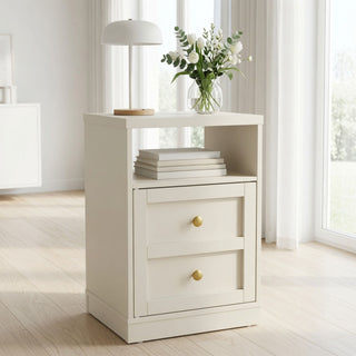 Nightstand With Door & Shelf, 2 Drawer Side Table