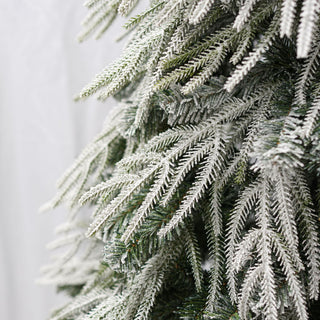 Snowy Cascading Christmas Trees 3 Piece Set With Warm LED Lighting, Flocked Weeping Branches, Multi Level Indoor Decor - Green