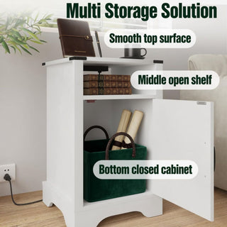 Farmhouse Nightstand, Charging Station & Storage