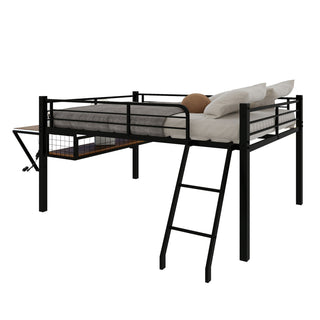 Loft Bed With Built In Desk, LED Light Strip