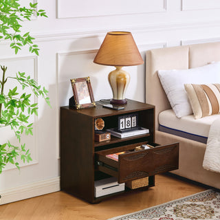 Nightstand With USB Ports & Outlet Hole, End Table With Drawer