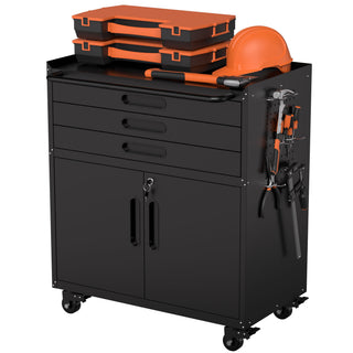 Rolling Tool Cabinet Heavy Duty Garage Storage With Lockable Doors & Drawers