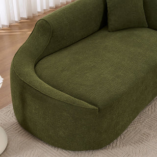 Compression Curved Chaise Longue Chair Indoor Loveseat Sofa Bed With Deep Seat And Pillow - Green