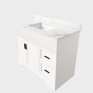 Bathroom Vanity Set, Fluted Cabinet, Soft Close Doors & Drawers - White