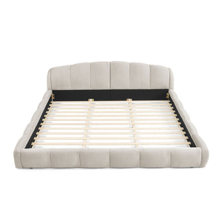 Upholstered Platform Bed Frame, Low Profile Floor Bed, No Box Spring Required