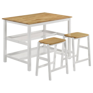 Cowichan - Kitchen Island Counter Table With Pot Rack - White