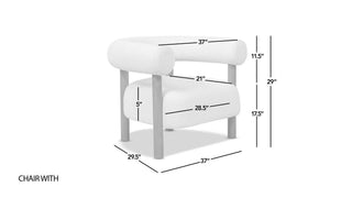 Fuji - Mid Century Modern Barrel Accent Arm Chair - Ivory White